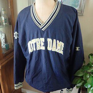 Vintage Notre Dame Irish Jacket Men's XL Blue Champion Exclusive NCAA V-Neck